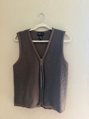 Style & Co. Chocolate Brown Zip-Up Knit Vest